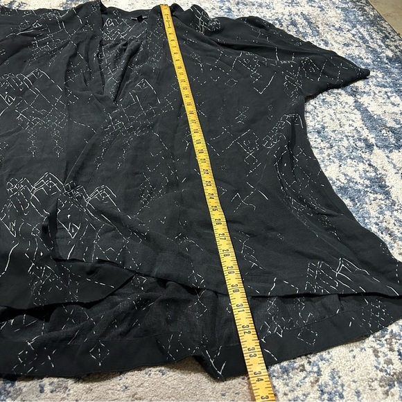 Eileen Fisher Black Marrakesh Printed Silk Tencel Long Kimono Size Small/Medium - Picture 10 of 11